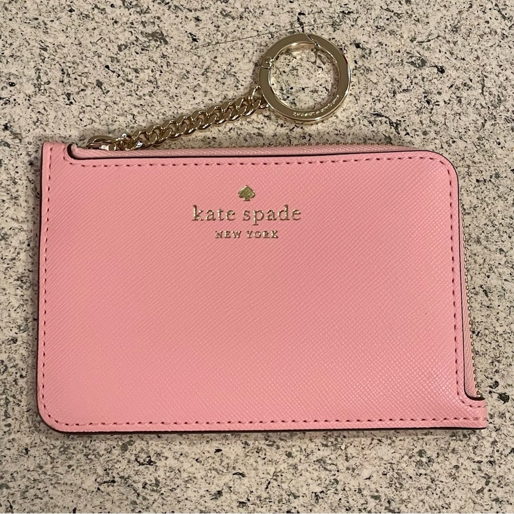 Kate Spade Blush Pink Card Holder with Gold Keychain